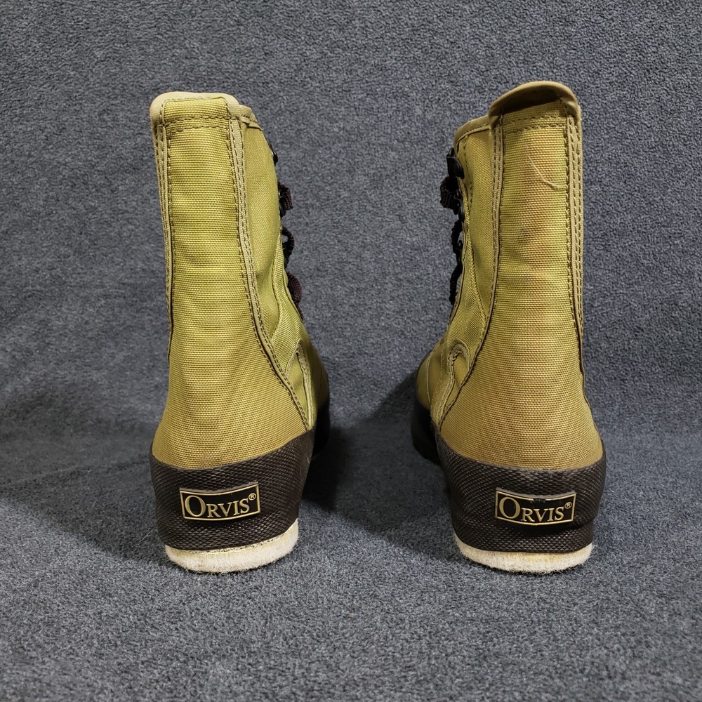Orvis Wading Boots Men Size 8 Vintage Green Canvas Felt Sole Fly Fishing 482F-01 - Picture 3 of 11